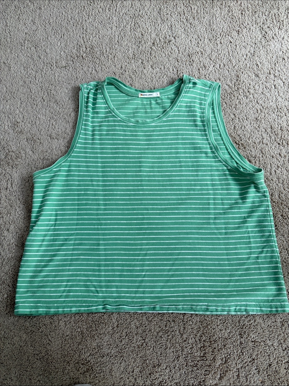Marine Layer Green Striped Tank Top